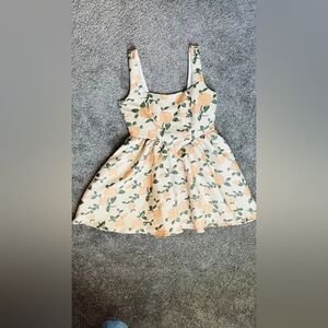 Peach Floral Sleeveless Fit-and-Flare Dress